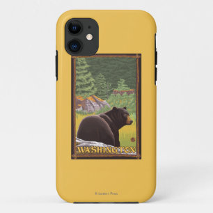 Schwarzer Bär im Wald - Washington Case-Mate iPhone Hülle