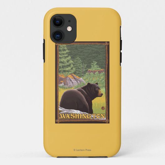 Schwarzer Bär im Wald - Washington Case-Mate iPhone Hülle (Rückseite)