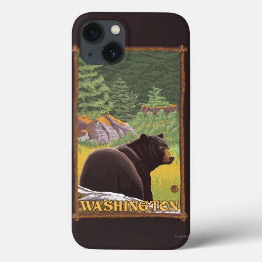Schwarzer Bär im Wald - Washington Case-Mate iPhone Hülle (Rückseite)