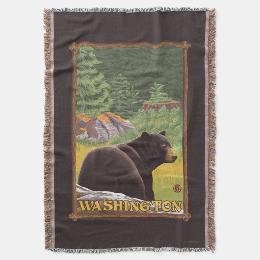 Schwarzer Bär im Wald - Washington Decke (Vorderseite Vertikal)