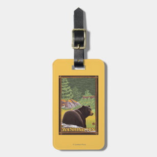 Schwarzer Bär im Wald - Washington Gepäckanhänger