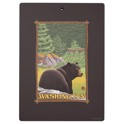 Schwarzer Bär im Wald - Washington Klemmbrett (Rückseite)