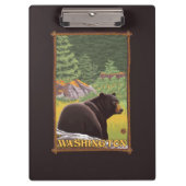 Schwarzer Bär im Wald - Washington Klemmbrett (Vorderseite)
