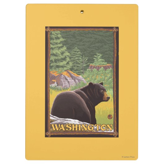 Schwarzer Bär im Wald - Washington Klemmbrett (Rückseite)