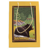 Schwarzer Bär im Wald - Washington Mittlere Geschenktüte (Vorderseite)