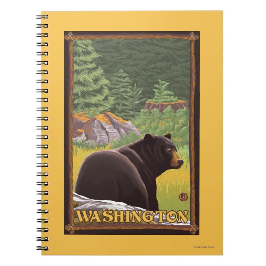 Schwarzer Bär im Wald - Washington Notizblock (Vorderseite)