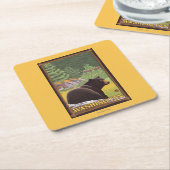 Schwarzer Bär im Wald - Washington Rechteckiger Pappuntersetzer (angewinkelt)