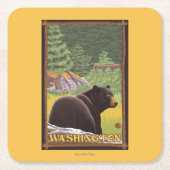 Schwarzer Bär im Wald - Washington Rechteckiger Pappuntersetzer (Vorderseite)