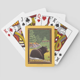 Schwarzer Bär im Wald - Washington Spielkarten