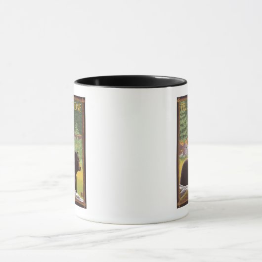 Schwarzer Bär im Wald - Yellowstone Nationalpark Tasse (Zentrum)