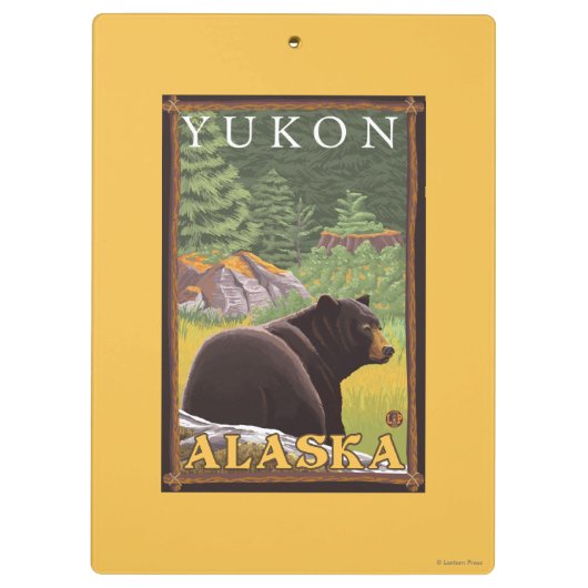 Schwarzer Bär im Wald - Yukon, Alaska Klemmbrett (Rückseite)
