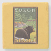 Schwarzer Bär im Wald - Yukon, Alaska Steinuntersetzer (Vorderseite)