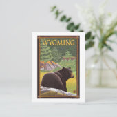 Schwarzer Bär im WaldWyoming Postkarte (Stehend Vorderseite)