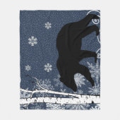 Schwarzer Bär im Winter Birch Forest Fleece Blanke (Vorderseite)