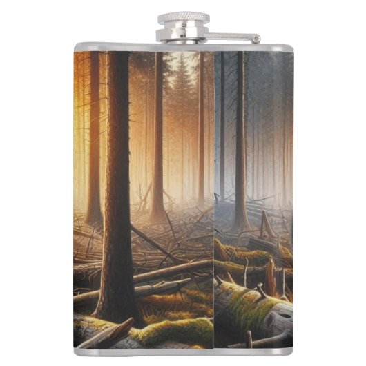 Schwarzer Bär in der Waldszene Flachmann (Rückseite)