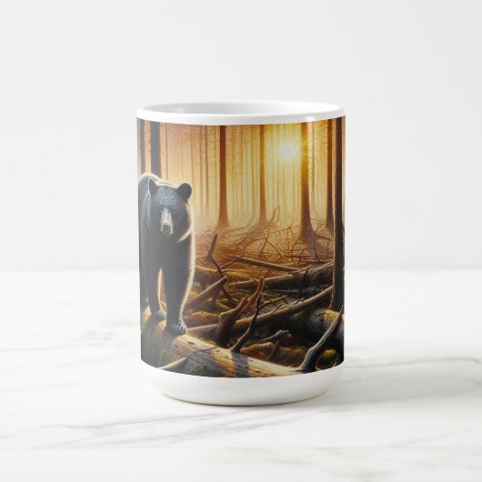 Schwarzer Bär in der Waldszene Kaffeetasse (Mittel)