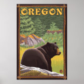 Schwarzer Bär in der Waldszene - Oregon Poster (Vorne)