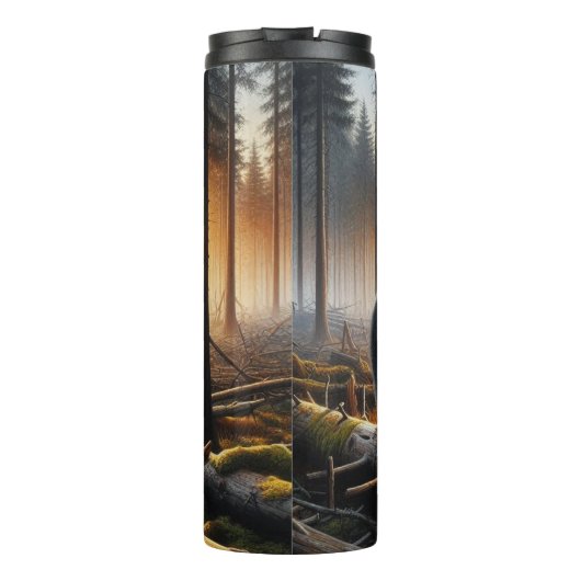 Schwarzer Bär in der Waldszene Thermosbecher (Rückseite)