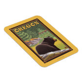 Schwarzer Bär in der Waldszene Vintage Reise Magnet (Rechte Seite)
