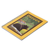 Schwarzer Bär in der Waldszene Vintage Reise Notizblock (Linke Seite)