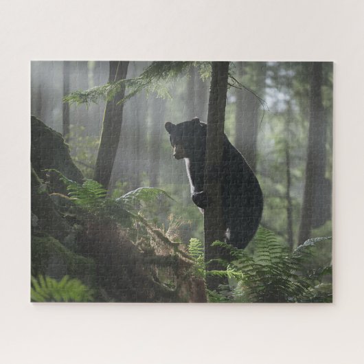 Schwarzer Bär in einem Baum Puzzle (Horizontal)