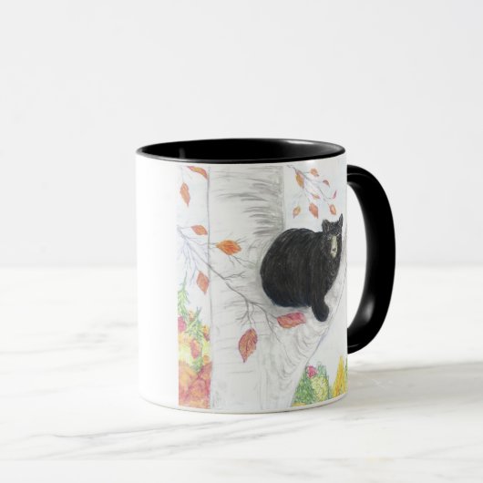 Schwarzer Bär in einem Berchbaum Tasse (VorderseiteRechts)
