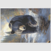 Schwarzer Bär in einem Fluss Illustration Dekoupag Seidenpapier (Vorderseite)