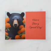Schwarzer Bär in orangen Blume Karte (Innenseite)