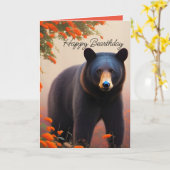 Schwarzer Bär in orangen Blume Karte (Gelbe Blume)