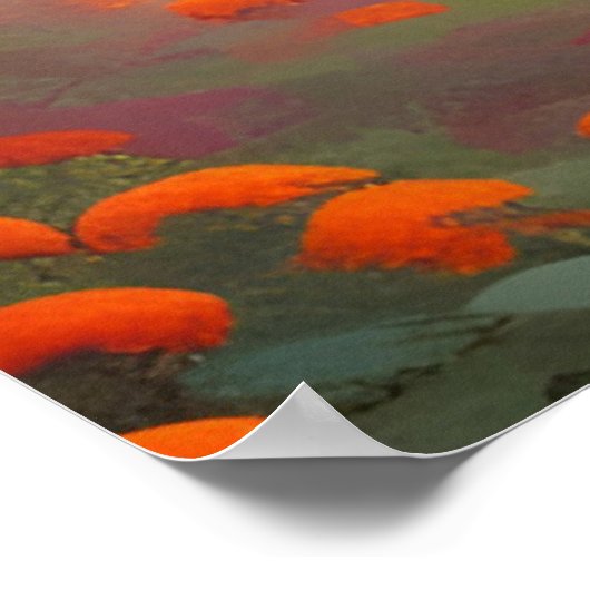 Schwarzer Bär in orangen Blume Poster (Ecke)