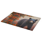 Schwarzer Bär in orangen Blume Schneidebrett (Ecke)