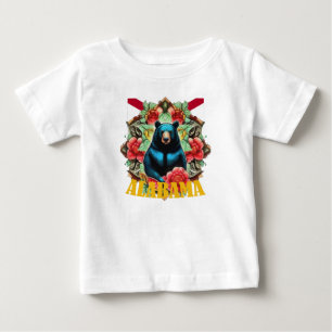 Schwarzer Bär, Kamelien- und Hydrangea-Alabama-Sta Baby T-shirt