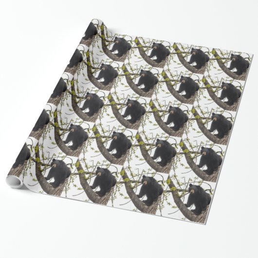 Schwarzer Bär klettern Geschenkpapier (Ungerollt)