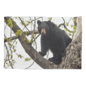 Schwarzer Bär klettern Kissenbezug (Rückseite-Links)