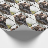 Schwarzer Bär lächeln Geschenkpapier (Ecke)