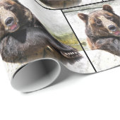 Schwarzer Bär lächeln Geschenkpapier (Rolleneckpunkt)