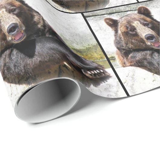 Schwarzer Bär lächeln Geschenkpapier (Rolleneckpunkt)