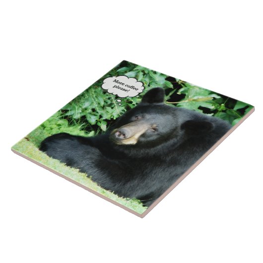 Schwarzer Bär - "Mehr Kaffee bitte" Fliese (Seite)