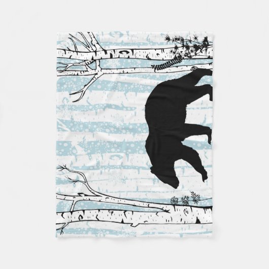 Schwarzer Bär mit Birch Blue Sky Fleece Blankon (Vorderseite)