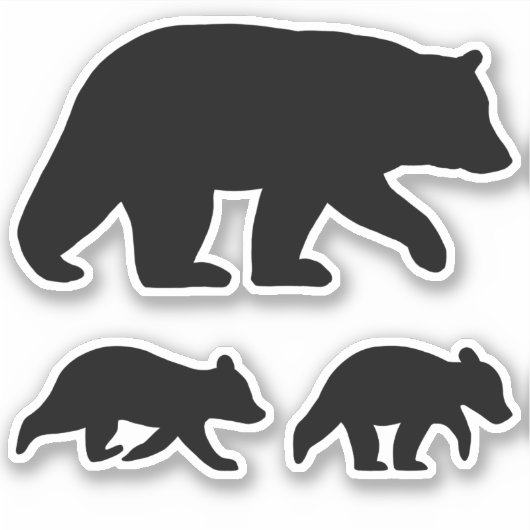 Schwarzer Bär mit Cubs Silhouetten Vinyl Sticker S (Vorderseite)
