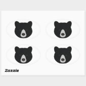 Schwarzer Bär Ovaler Aufkleber (Blatt)