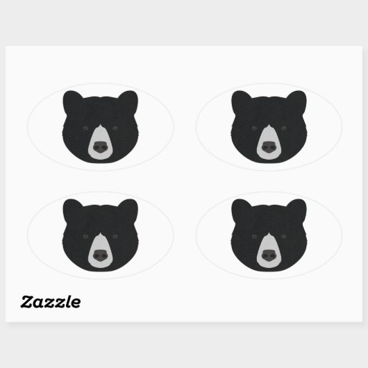 Schwarzer Bär Ovaler Aufkleber (Blatt)