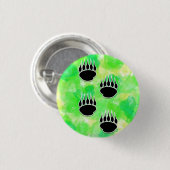Schwarzer Bär Paw druckt grüne Wasserfarbe Button (Vorne & Hinten)