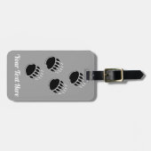 Schwarzer Bär Paw Prints Gray Gepäckanhänger (Vorderseite horizontal)