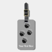 Schwarzer Bär Paw Prints Gray Gepäckanhänger (Vorderseite vertikal)