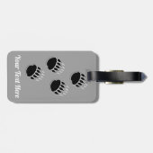 Schwarzer Bär Paw Prints Gray Gepäckanhänger (Rückseite horizontal)