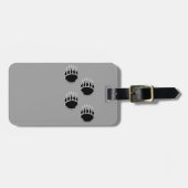 Schwarzer Bär Paw Prints Gray Gepäckanhänger (Vorderseite horizontal)