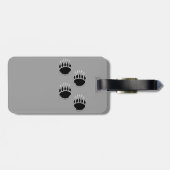 Schwarzer Bär Paw Prints Gray Gepäckanhänger (Rückseite horizontal)