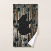 Schwarzer Bär Paws Rustikales Holz Handtuch (Handtuch)