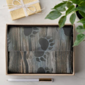 Schwarzer Bär Paws Rustikales Holz Seidenpapier (Geschenk)